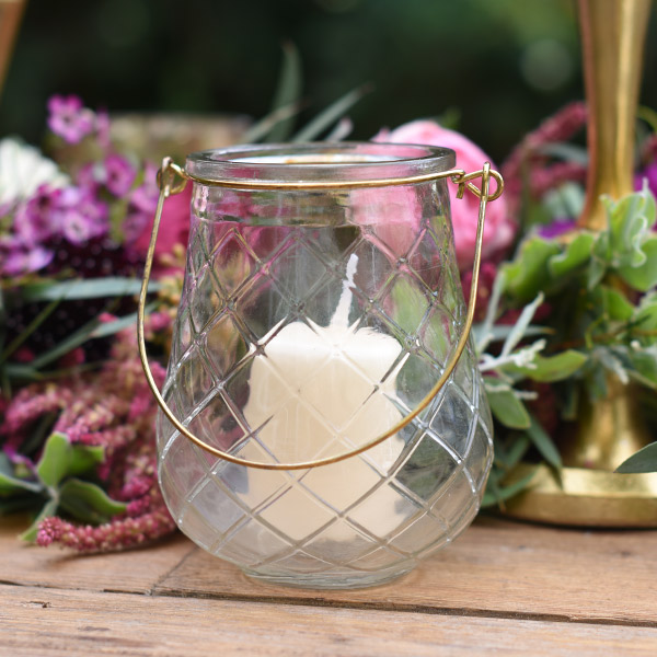 Vase Kristall Glas klar mit Henkel gold mieten Hochzeit Deko_3