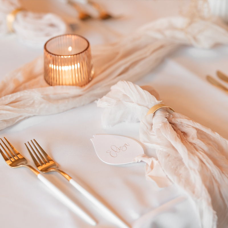 Serviette Musselin ivory elfenbein | mieten | Verleih für Hochzeit und Event