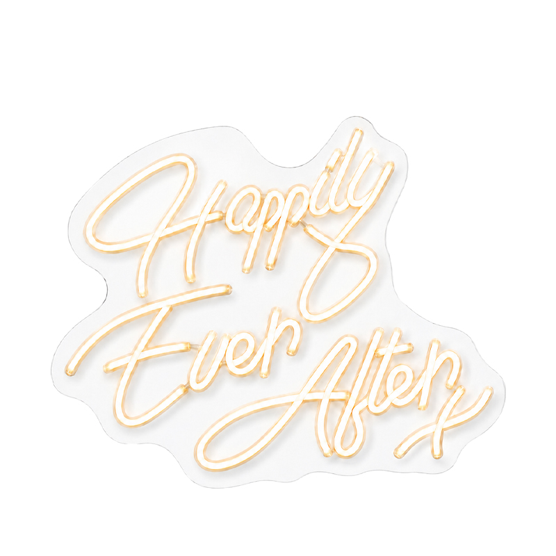 LED Schriftzug LED Sign Happily ever after x mieten für Hochzeitsdekoration und Trauung