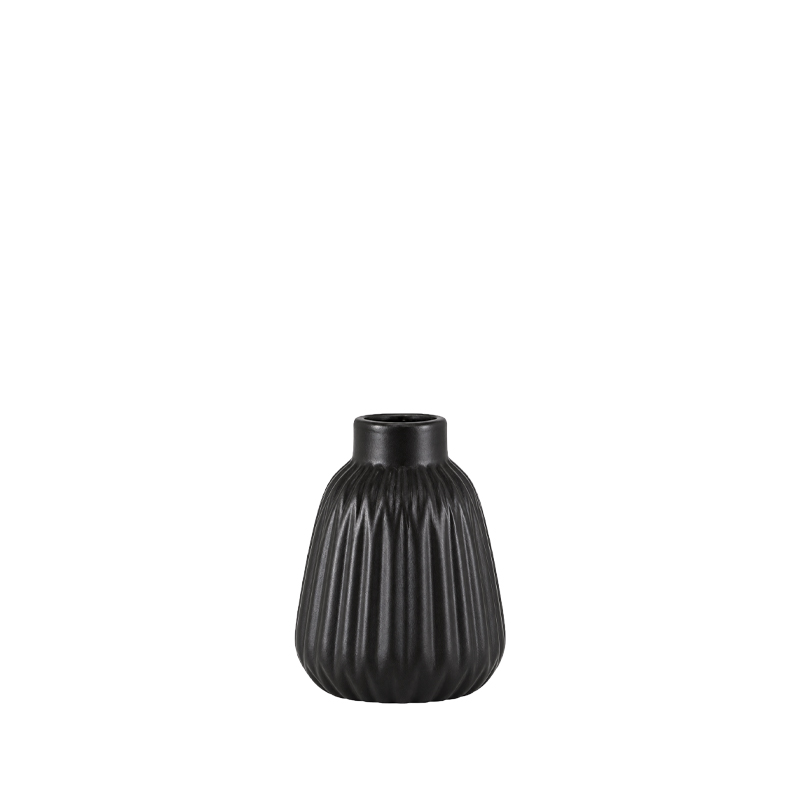 Vase Rille Keramik schwarz - Style 2 mieten für Hochzeit, Feier, Event