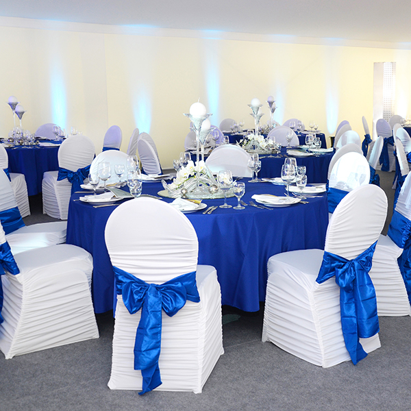 Schleifenband Taft/Satin royalblau Muster
