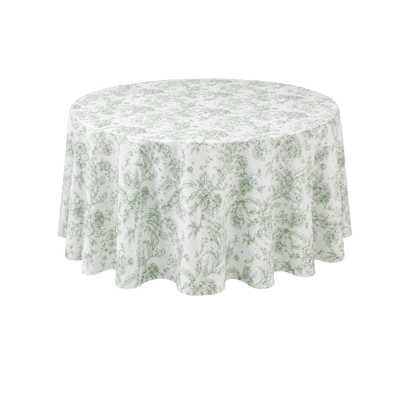 Tischdecke_Polyester_rund_305cm_floral_blumig_grün_mieten_I_Verleih_Hochzeit_Feier_Event_Geburtstag_Catering_Firmenevent