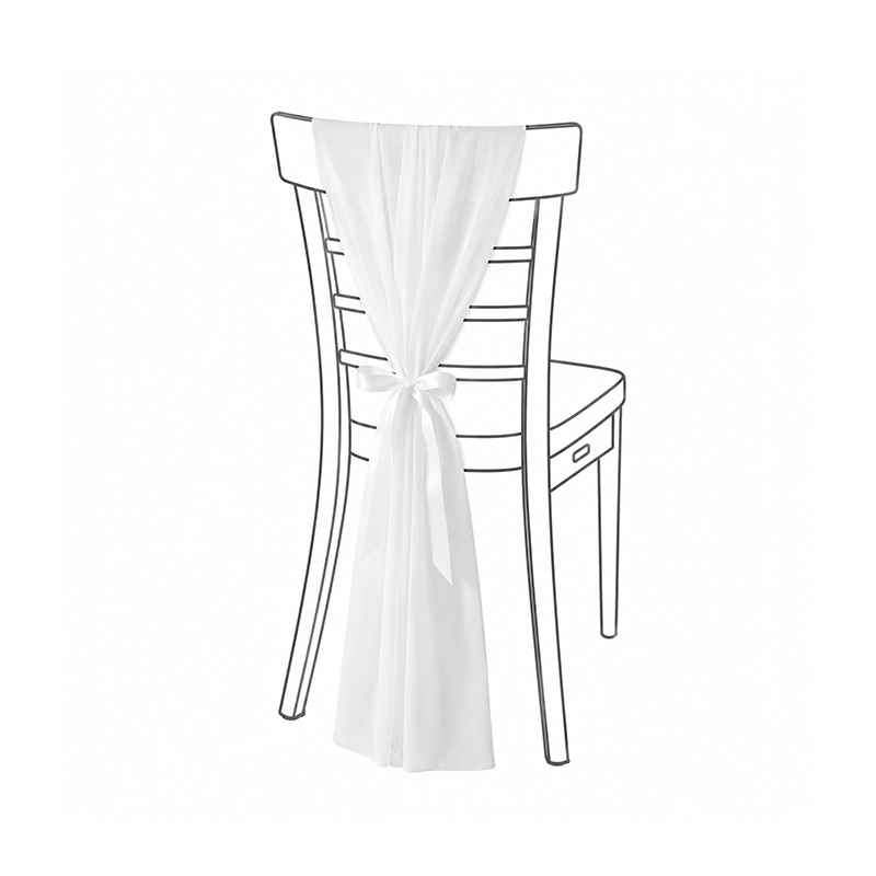 Stuhlband | Stuhltuch | Stuhlschleife Organza weiss mit Satinband weiss zum Binden [mieten]