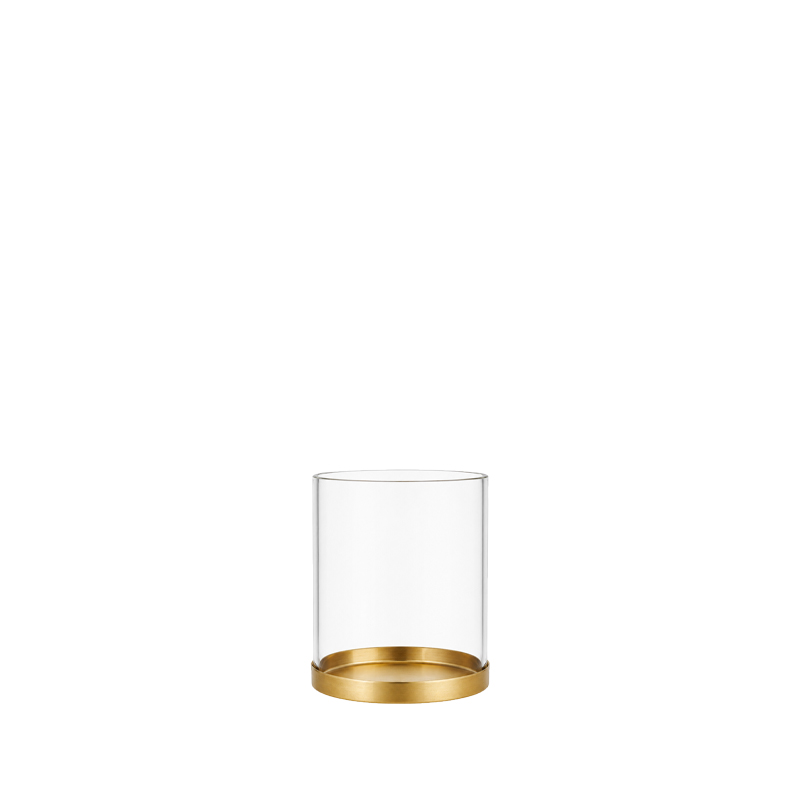Kerzenhalter Line 1-arm gold mit Glaszylinder, Glasaufsatz | für Stumpenkerzen | Kerzenständer | Kerzenleuchter [mieten