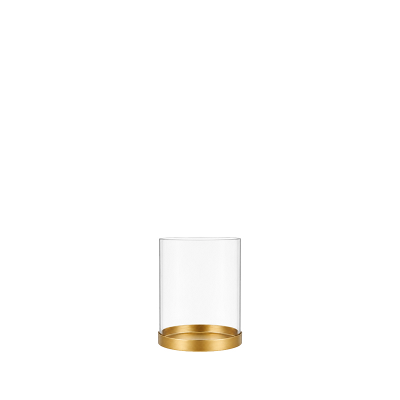 Kerzenhalter Line 1-arm gold mit Glaszylinder, Glasaufsatz | für Stumpenkerzen | Kerzenständer | Kerzenleuchter [mieten