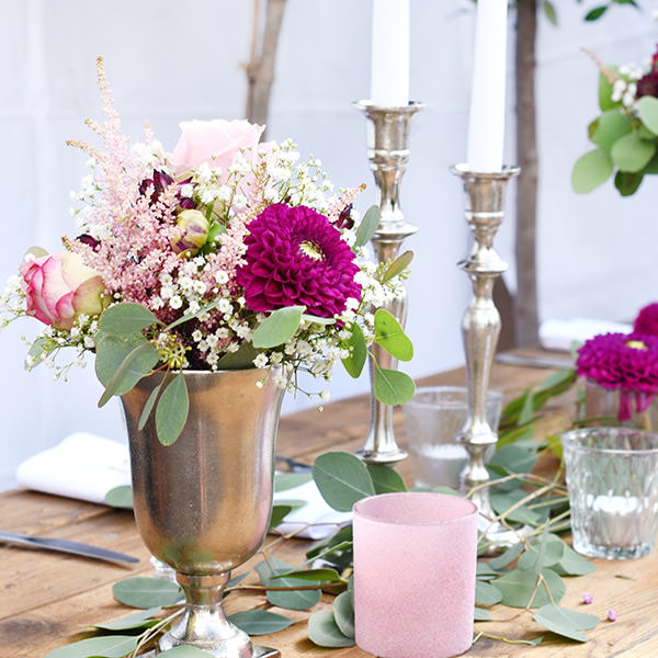 Pokalvase Salerno silber Metall mieten Tischdeko Hochzeit, Trauung, Event_3