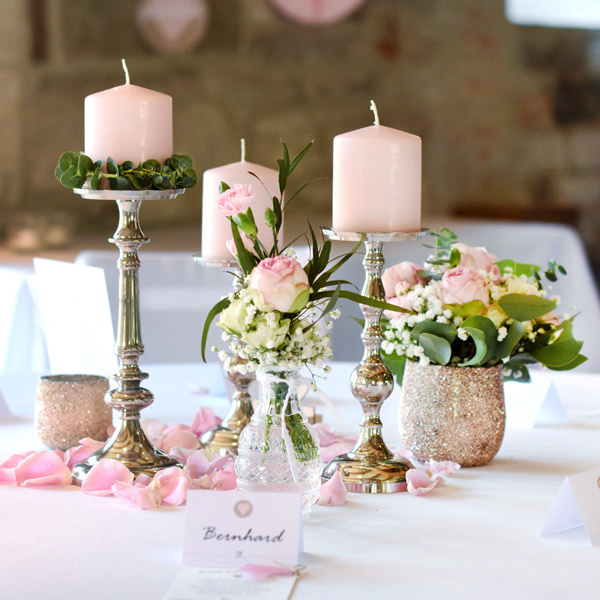 Vase/ Teelichthalter kupfer/ roségold Glitter Hochzeit Tischdeko mieten_2