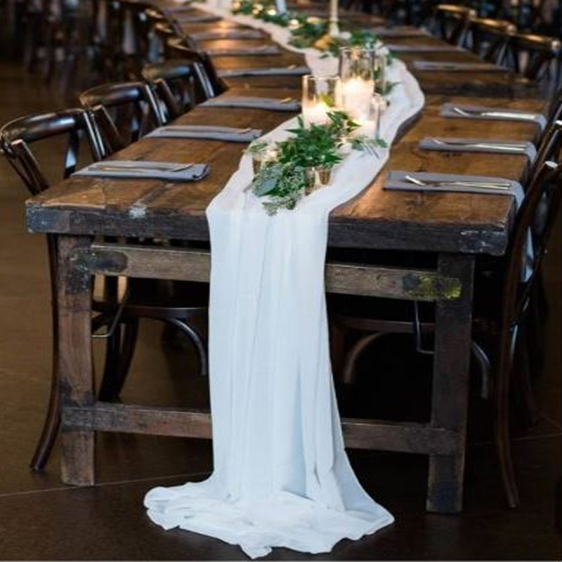 Tischläufer Chiffon weiss mieten | Verleih Hochzeit, Feier, Geburtstag, Event_2