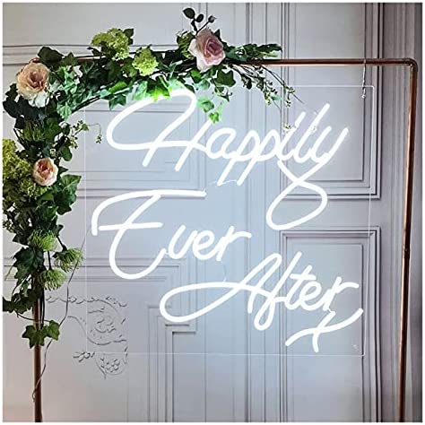 LED Schriftzug LED Sign Happily ever after x mieten für Hochzeitsdekoration und Trauung