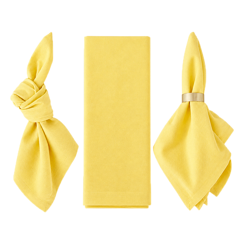 Serviette Leinen 45x45cm |  gelb | mieten | Verleih für Hochzeit und Event