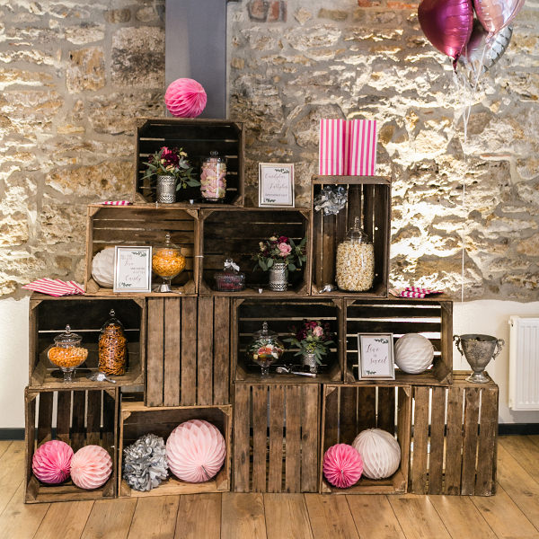 Weinkiste braun natur Candybar Sitzplan Eingang mieten Hochzeit Geburtstag Feier Mottoparty_2