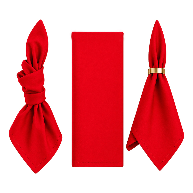 Stoffserviette aus Polyester 50x50cm in rot| mieten für Hochzeit Event Catering