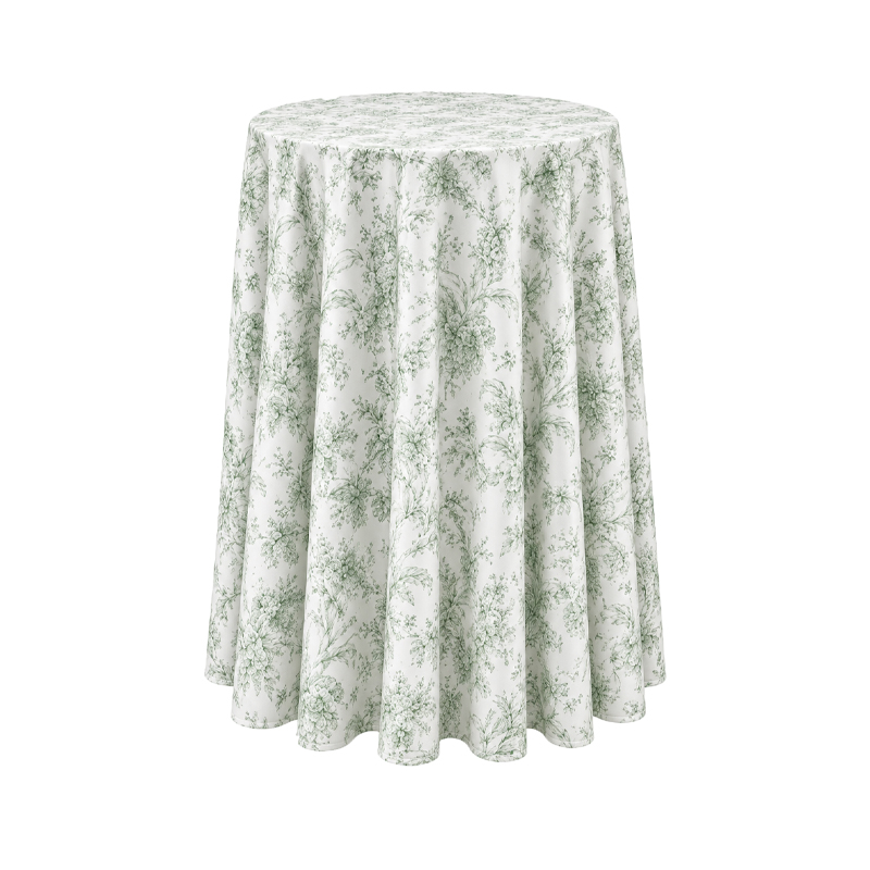 Tischdecke_Polyester_rund_305cm_floral_blumig_grün_mieten_I_Verleih_Hochzeit_Feier_Event_Geburtstag_Catering_Firmenevent