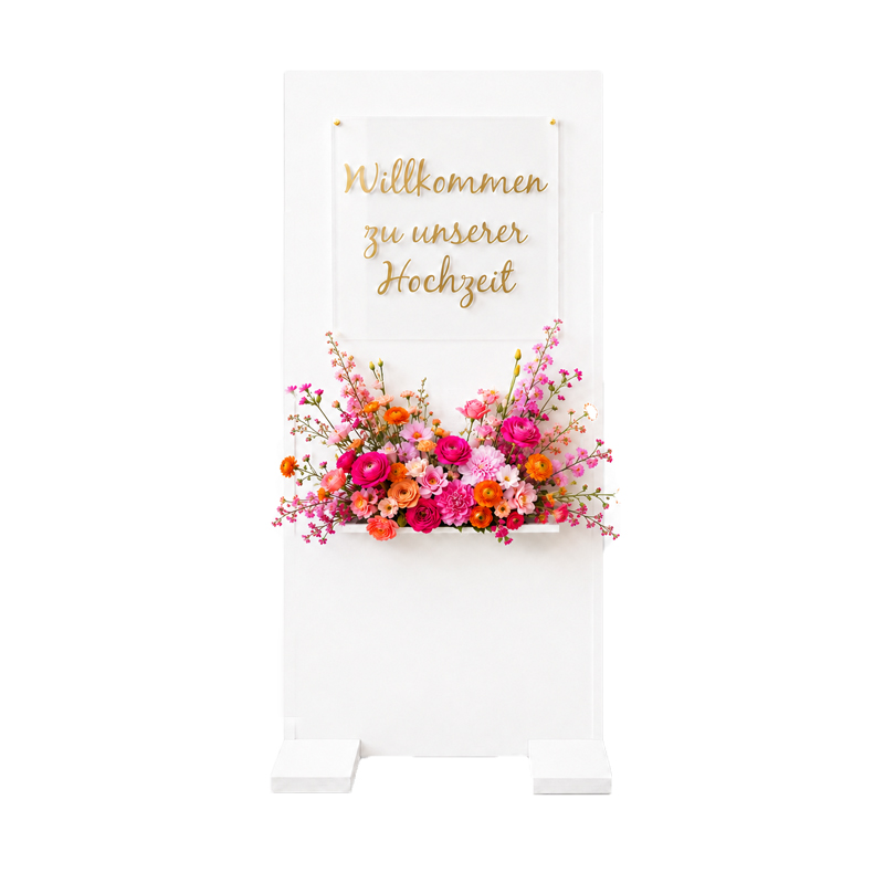 Willkommensschild/ Ständer  "Willkommen zu unserer Hochzeit" Blumen mieten Hochzeit 2