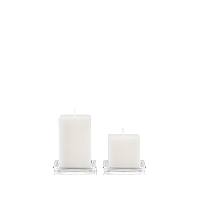 Kerzen Untersetzer Glas quadratisch [mieten] für Hochzeit und Event