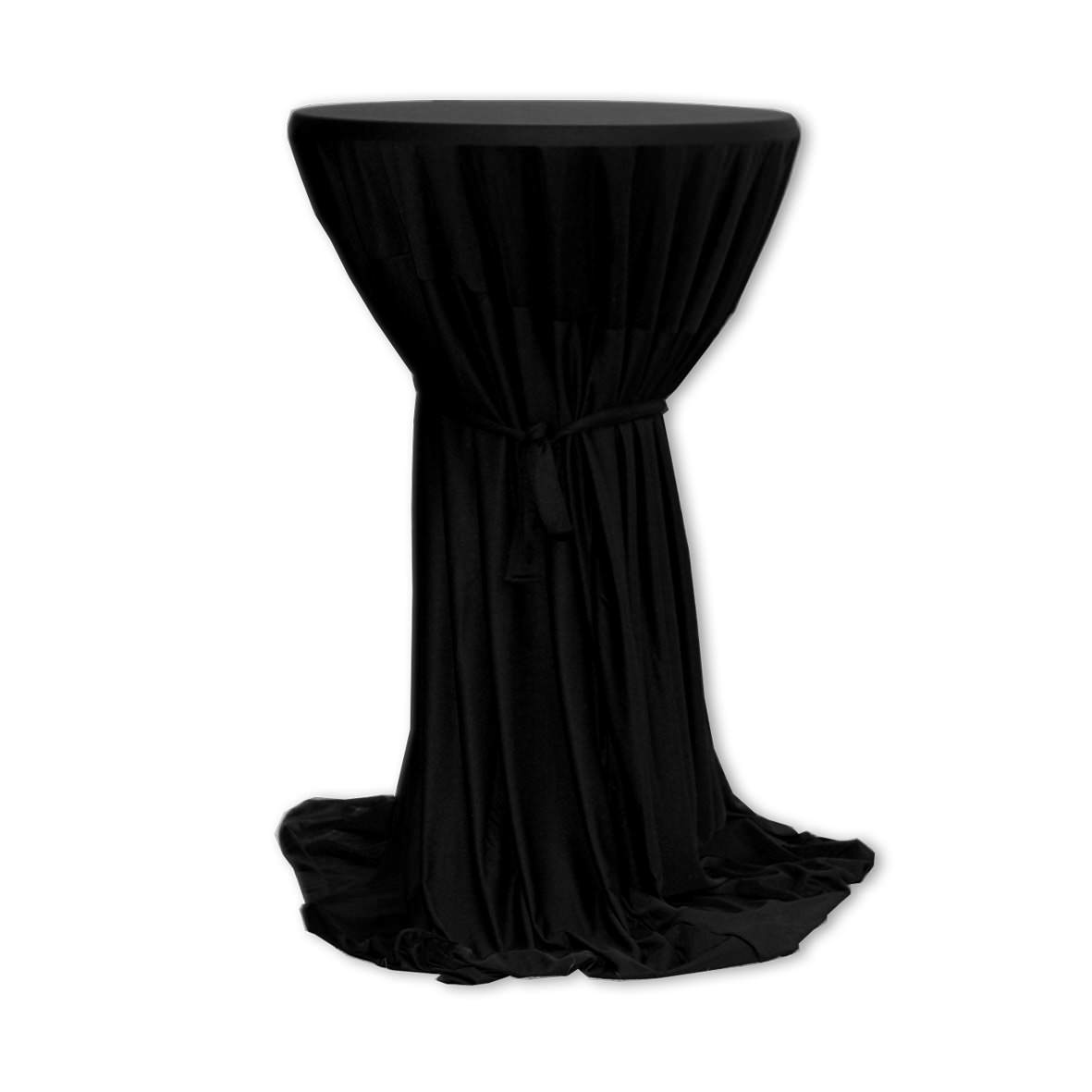Stehtischhusse Polyester fliessend schwarz mieten Verleih Hochzeit Event Feier
