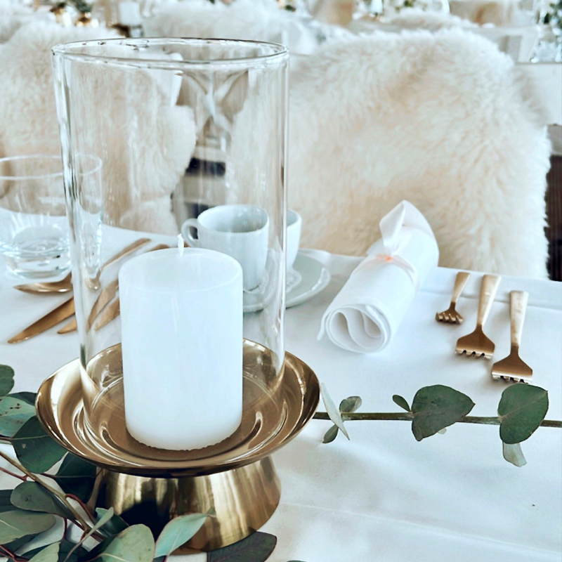 Windlicht LINE, Metall gold mit Galszylinder aus Glas klar mieten für Hochzeit und Feier_3