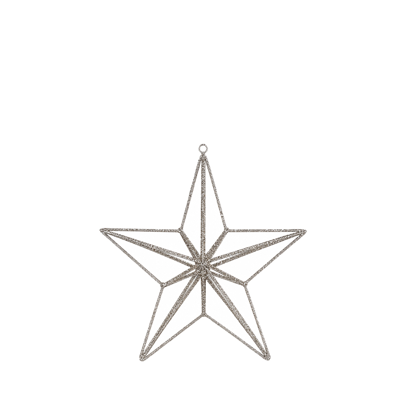 Stern Draht | 3D silber | 17cm | zum Hängen | Verleih Deko Weihnachtsfeier [mieten]