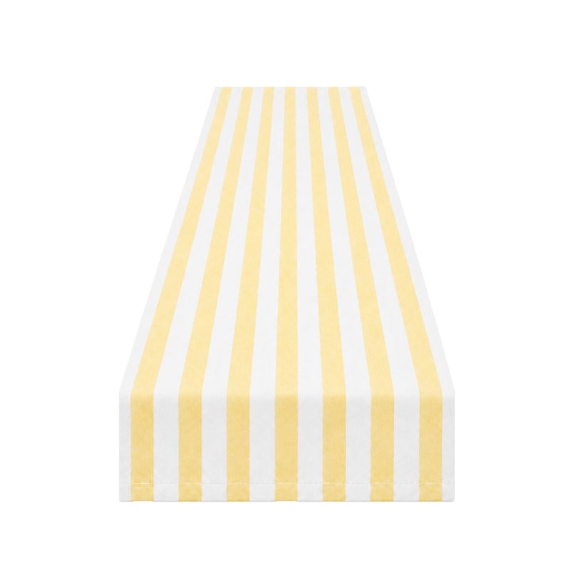 Tischläufer Leinen 275 x 30 cm in weiss gelb gestreift | mieten Hochzeit Party Geburtstag Sommerfest