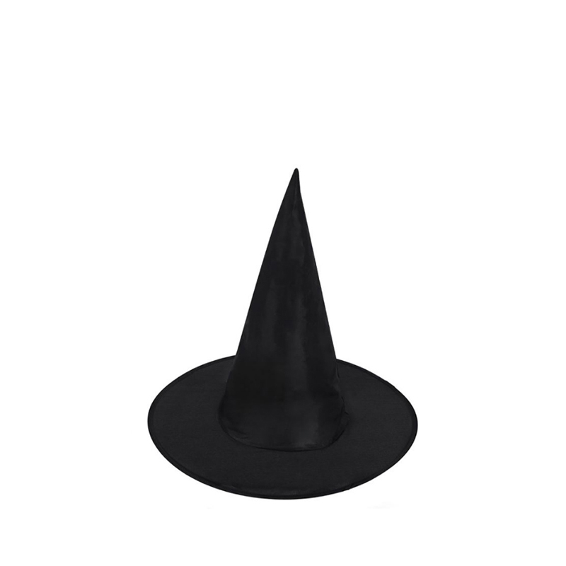 Schwarzer Hexenhut aus Textil, 36 cm groß, als Halloween-Dekoration zur Miete für Hexen-Mottopartys, Fotokulissen und gruselige Eventdekorationen