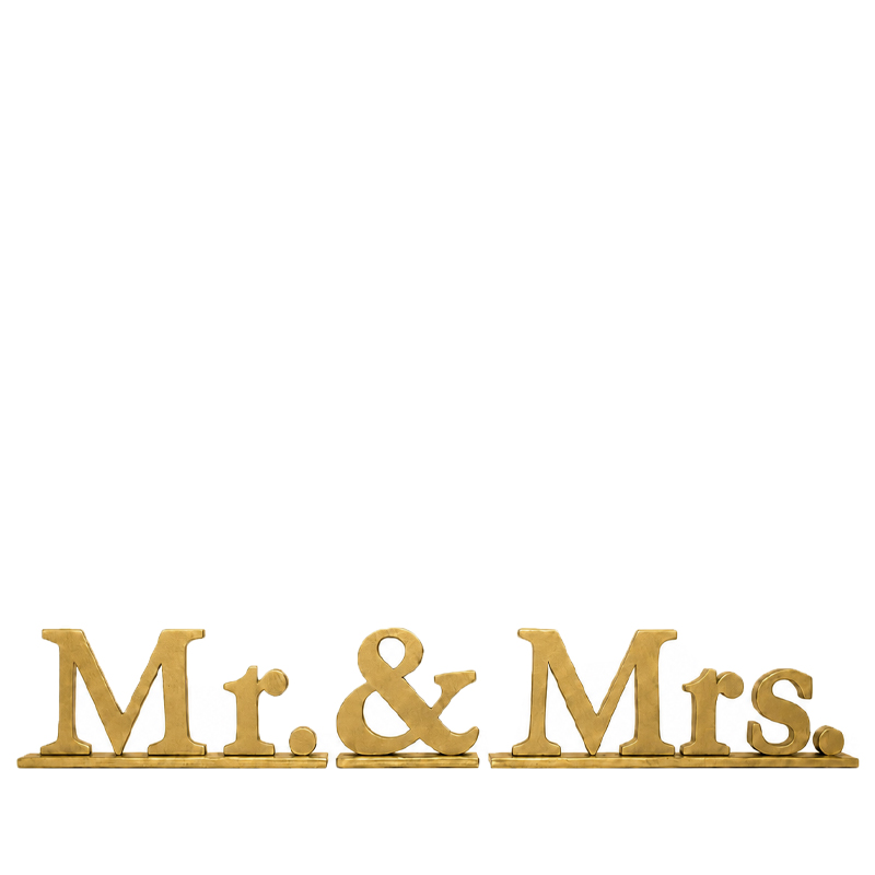 Schriftzug "Mr & Mrs" Holz gold mieten