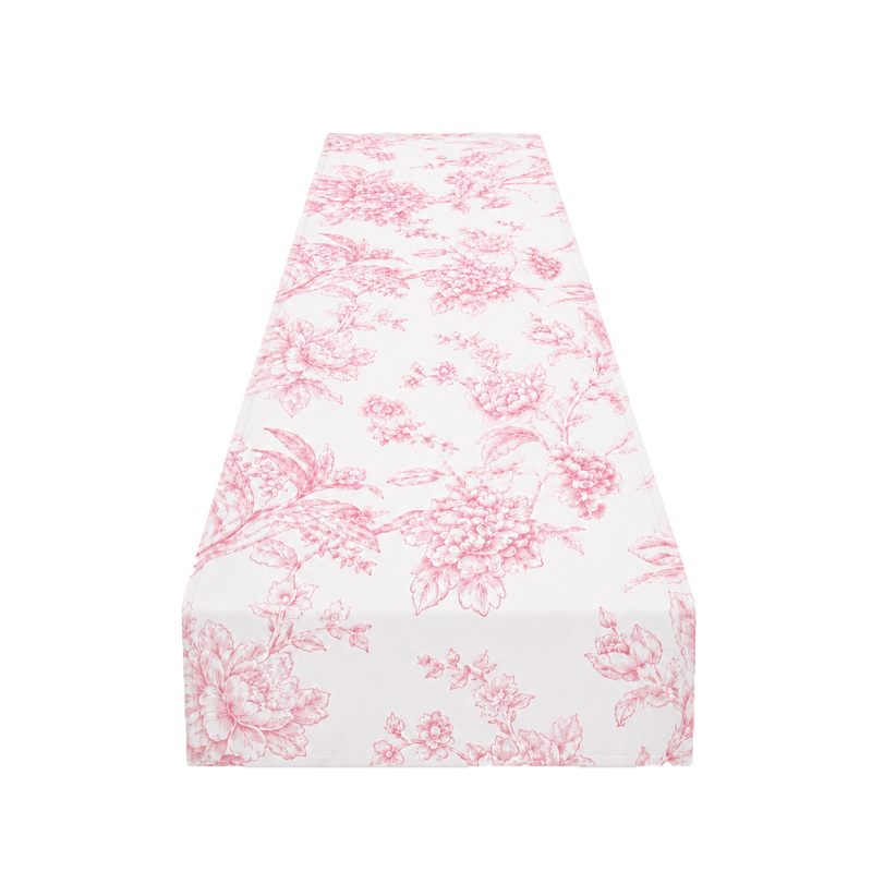 Tischläufer polyester 275 x 30 cm in floral blumig rosa | mieten Hochzeit Party Geburtstag