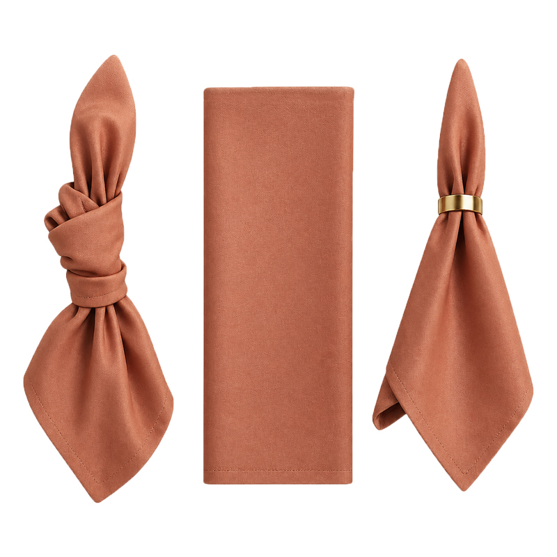Stoffserviette aus Polyester 50x50cm in terracotta | mieten für Hochzeit Event Catering