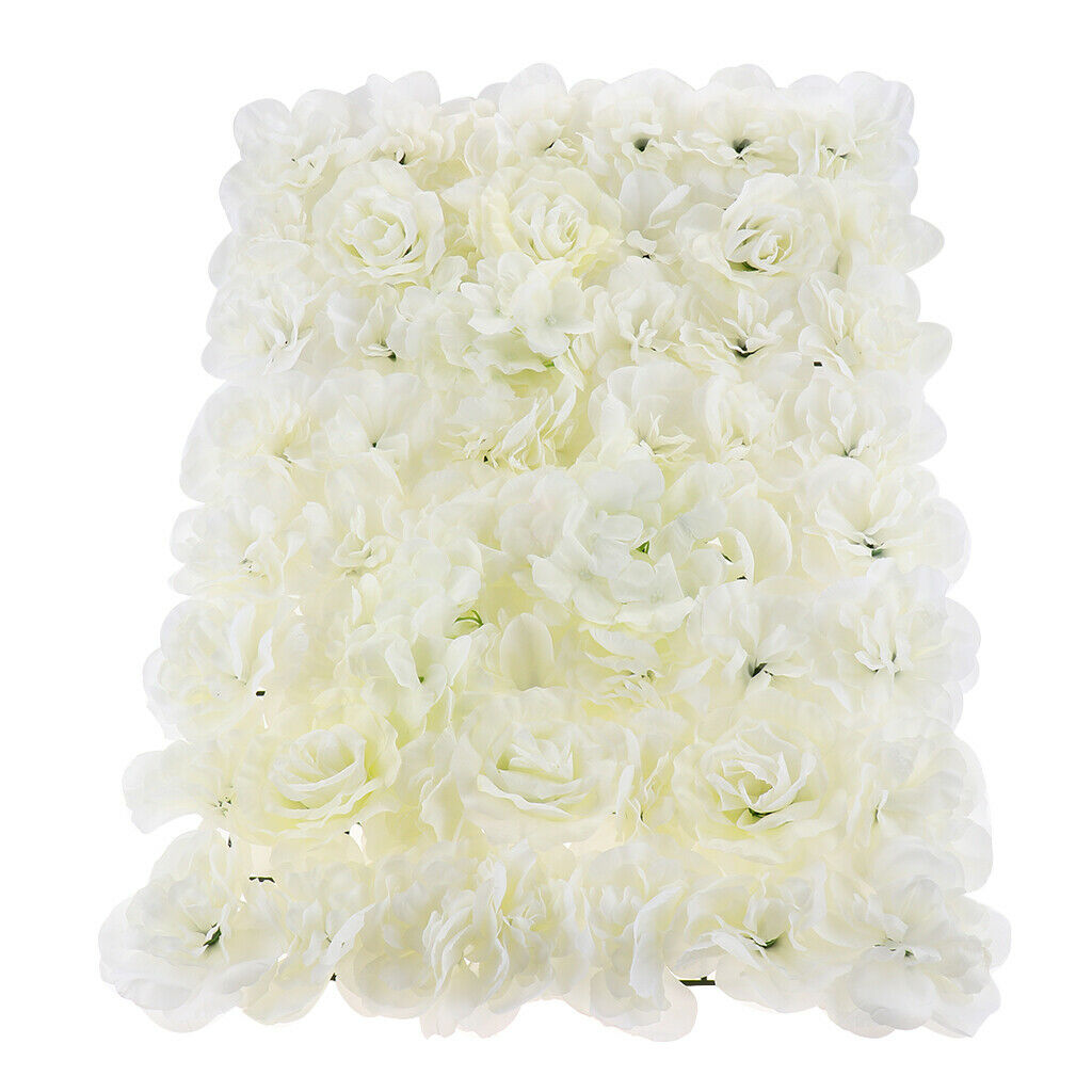 Blumenwand Flowerwall mit Seidenblumen weiss mieten Hochzeit Deko 2
