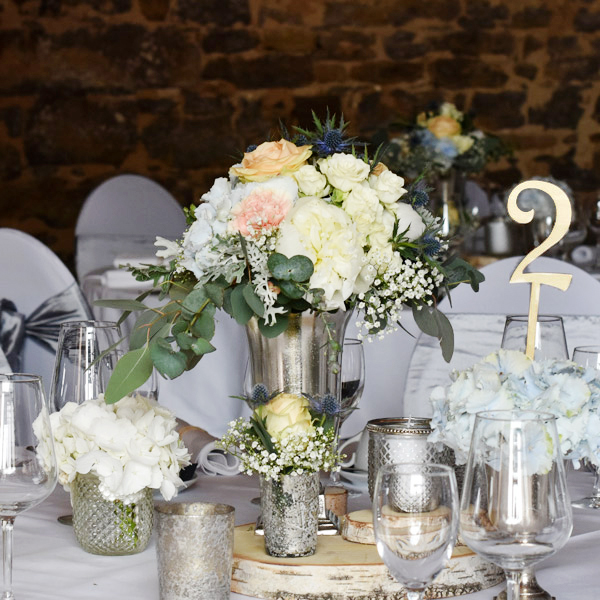 Pokalvase Salerno silber Metall mieten Tischdeko Hochzeit, Trauung, Event_2