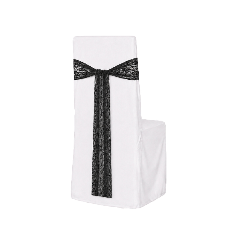 Schleifenband für Stuhlhusse | Spitze 275x15cm | schwarz | Verleih Hochzeit Veranstaltung Geburtstag
