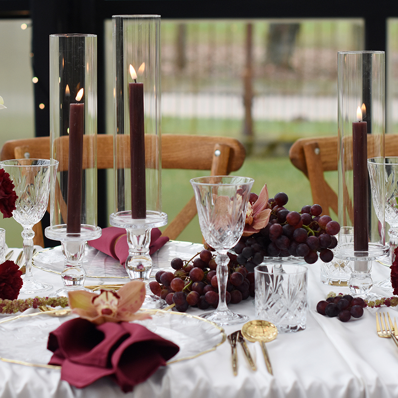 Kerzenständer Elegant Glas mit Glasaufsatz Glaszylinder mieten | Verleih Hochzeit, Geburtstag, Event 2