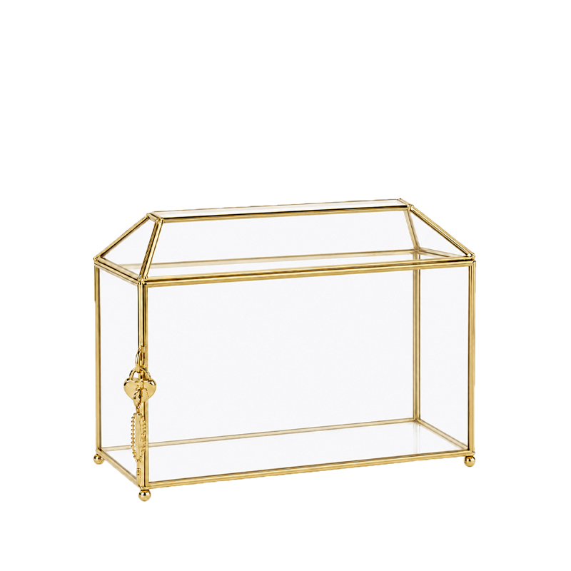 Kartenbox Geschenkebox Glas geometrisch gold Hochzeit mieten