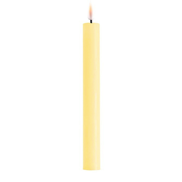 LED Stabkerze Spitzkerze Echtwachs zartgelb, pastellgelb, zitronengelb Batterie mieten Hochzeit, Feier, Veranstaltung