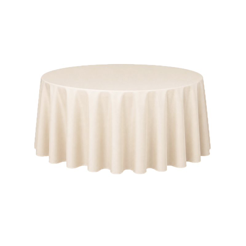 Tischdecke_Polyester_rund_275cm_beige_mieten_I_Verleih_Hochzeit_Feier_Event_Geburtstag_Catering_Firmenevent