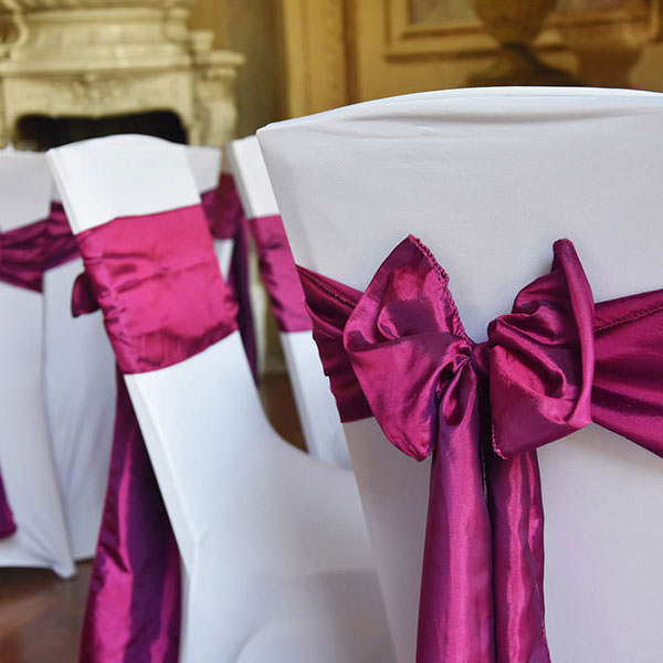 Stuhlhussen Schleifenband fuchsia