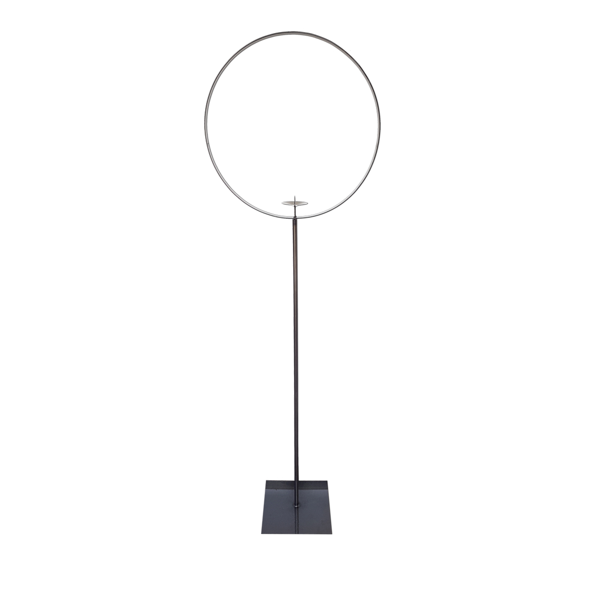 Hoop Ständer auf Fuß mit Kerzenhalter | 190cm | Metall schwarz | Verleih Deko Weihnachtsfeier [mieten]