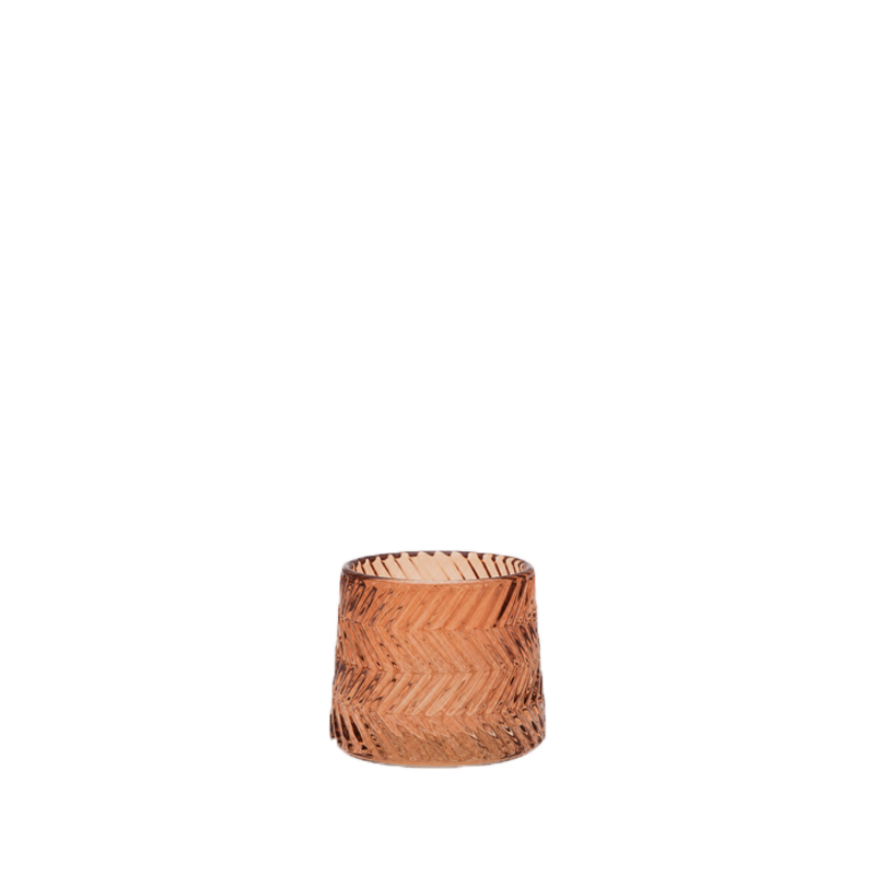 Teelichthalter Motiv, Glas braun [mieten]