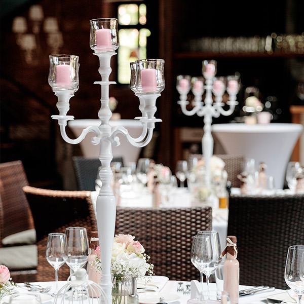 Kerzenständer | Kerzenleuchter | Kerzenhalter 5-arm weiss Hochzeit mieten Hochzeit, Feier, Event
