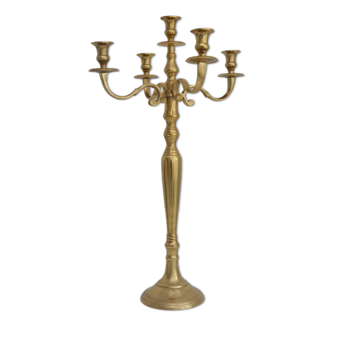 Kerzenständer | Kerzenleuchter  5-arm gold mieten für Hochzeit, Feier, Veranstaltung