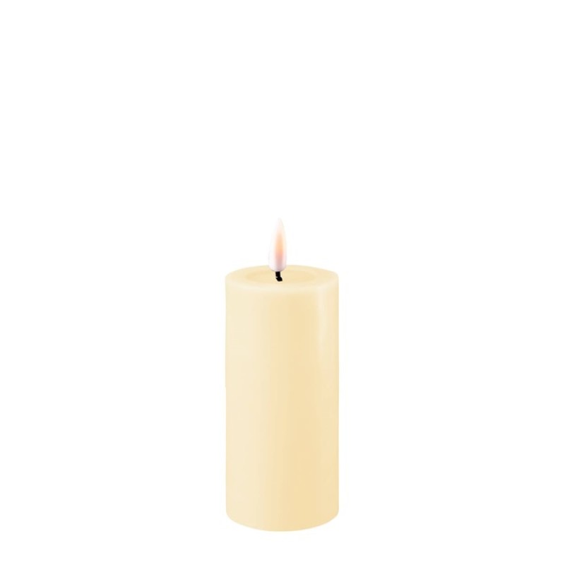 LED Stumpenkerze Echtwachs Real Flame weiss 10x5cm Batterie mieten Hochzeit, Feier