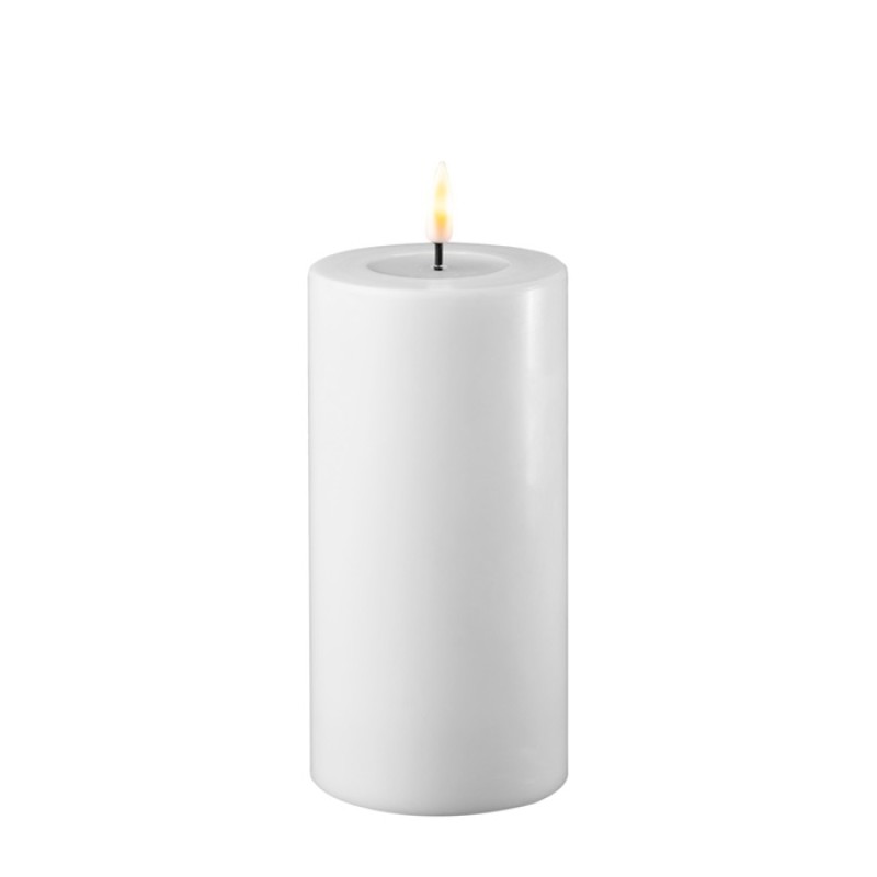 LED Stumpenkerze Echtwachs Real Flame weiss 15x7,5cm Batterie mieten Hochzeit, Feier