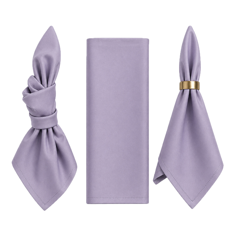 Stoffserviette aus Polyester 50x50cm in dusty purple zur Miete für Hochzeiten