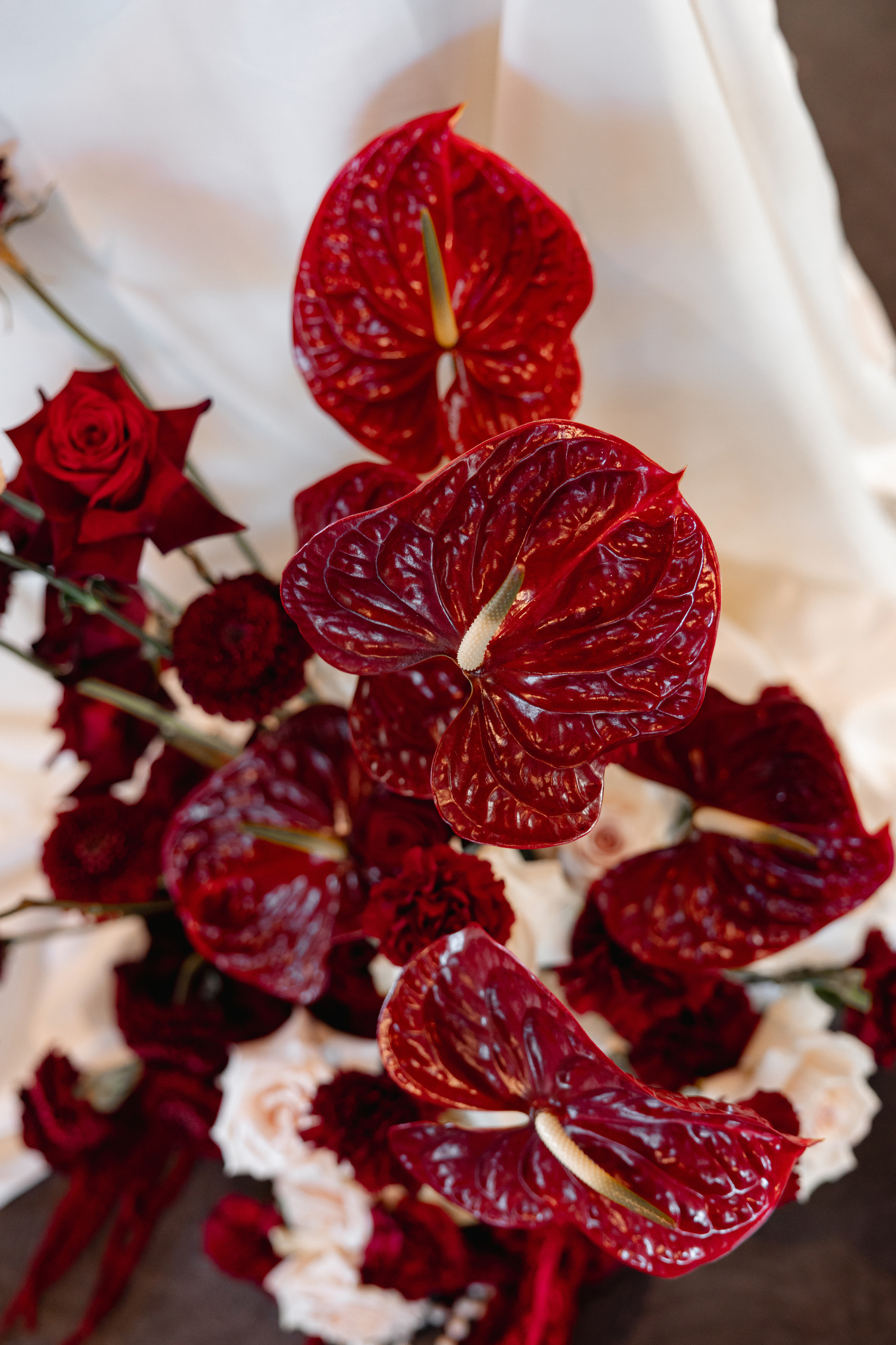 Dekoration_Hochzeit_Burgundy_Anthurien_Rosen_Blumen_Floristik_Heilbronn