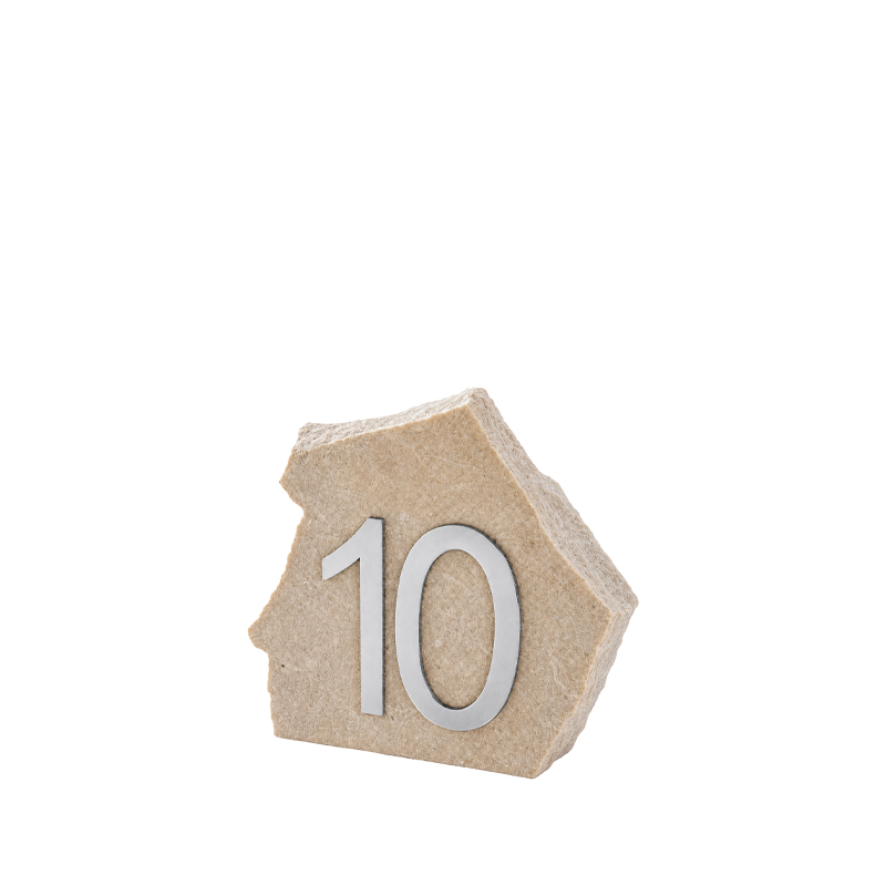Tischnummer Stein beige mit silber [mieten]