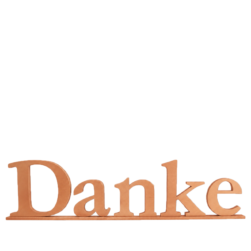 Schriftzug Danke kupfer | roségold mieten Deko Hochzeit Geschenketisch_2