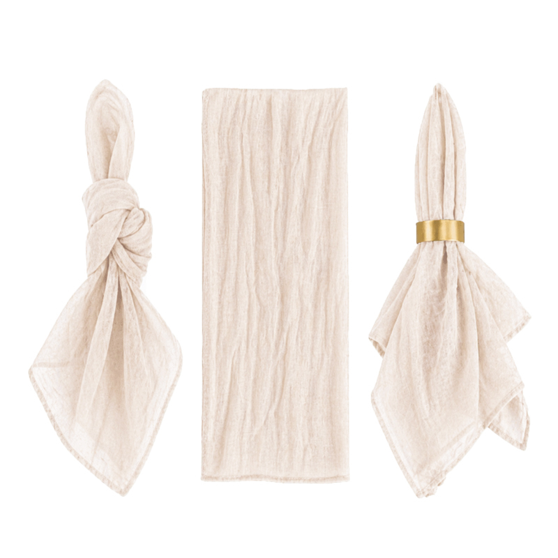 Stoffserviette aus Musselin 45x50cm in ivory creme | mieten für Hochzeit Event Catering