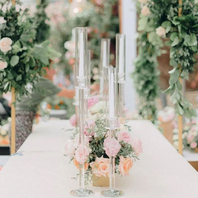 Kerzenständer Line Glas 1-arm mit Glaszylinder 50cm, 55cm, 60cm, 65cm, 70cm | Kerzenhalter | Kerzenleuchter Hochzeit mieten_3