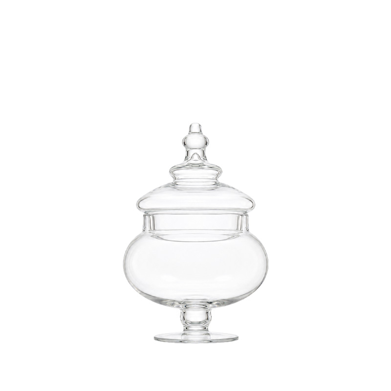 Bonboniere gross bauchig mit Deckel Glas klar Candybar Saltybar mieten Hochzeit, Feier