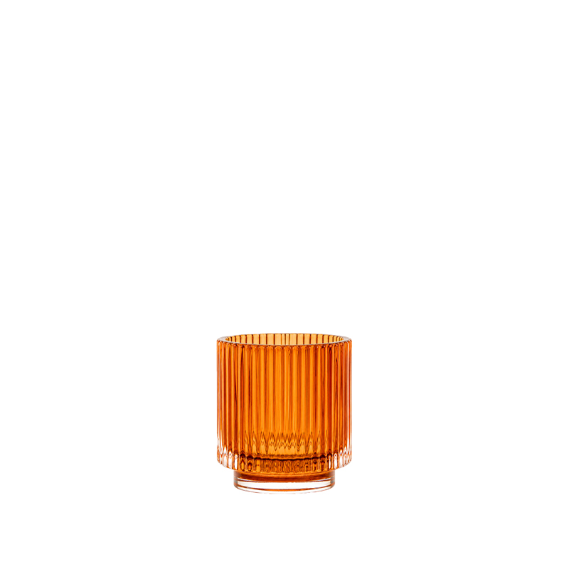 Vase/ Teelichthalter Rille amber-orange mieten Tischdeko Hochzeit, feier