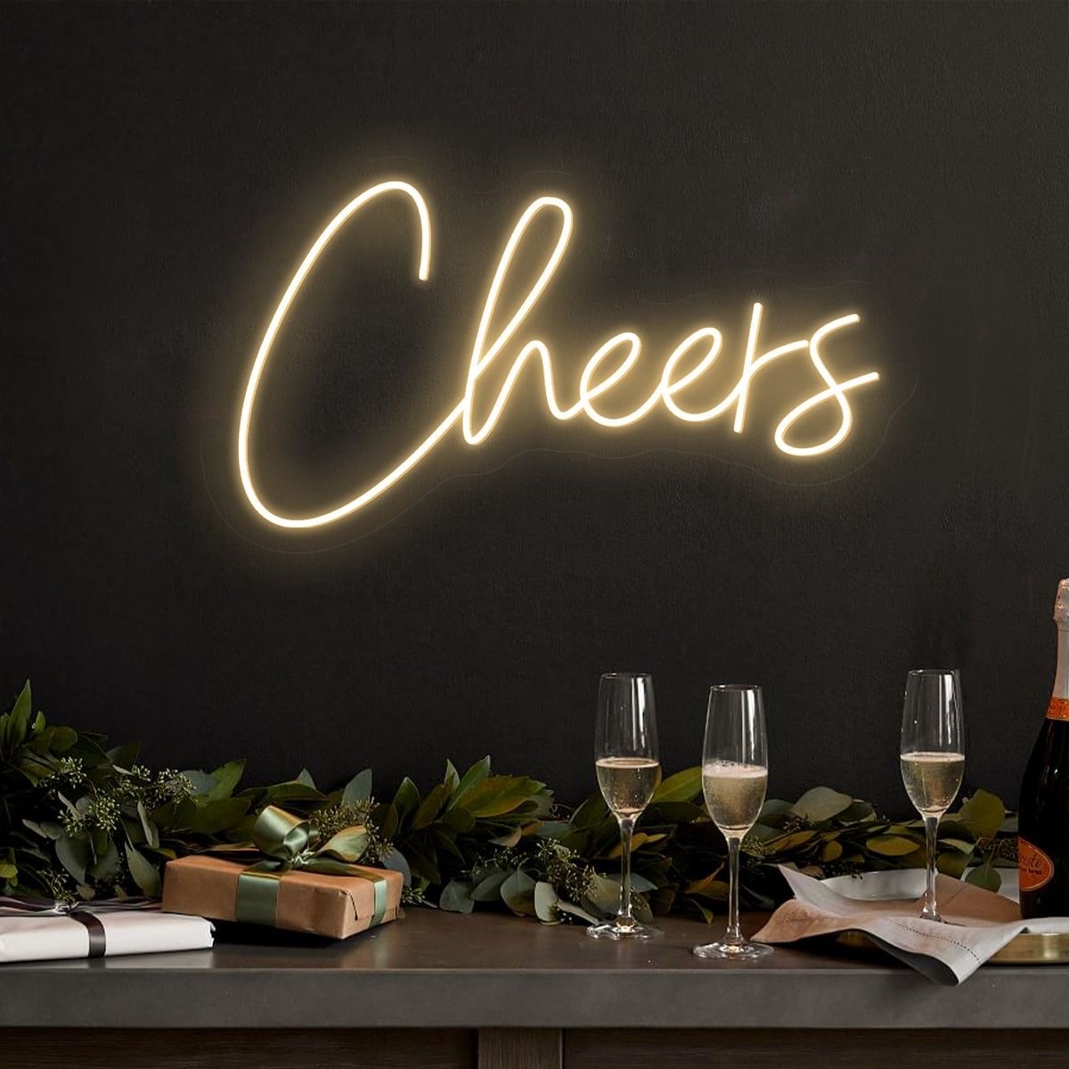 LED Schriftzug LED Sign Cheers mieten für Hochzeitsdekoration und Bar, Trauung
